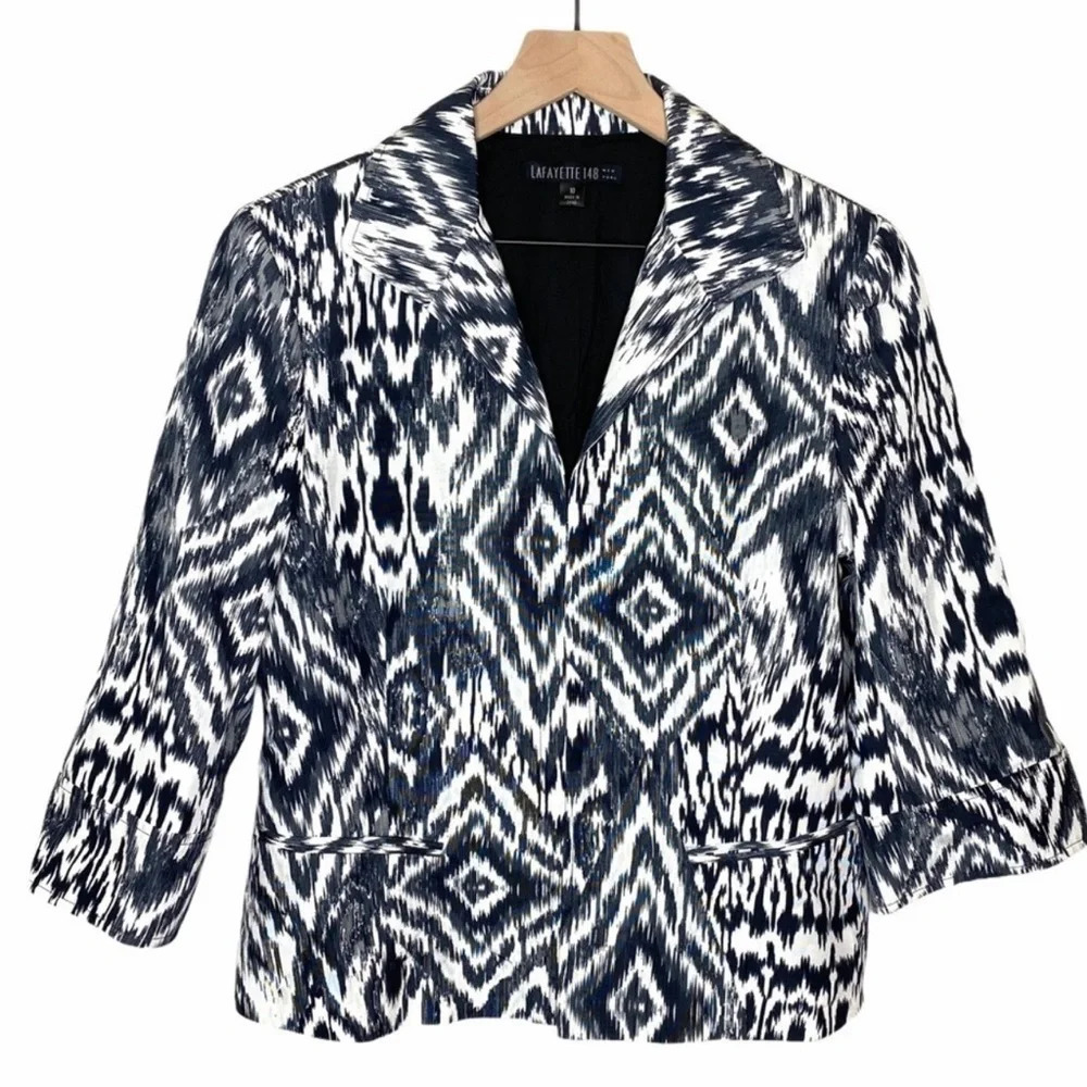 Lafayette 148 New York Women's 3/4 Sleeve Ikat Print Jacket